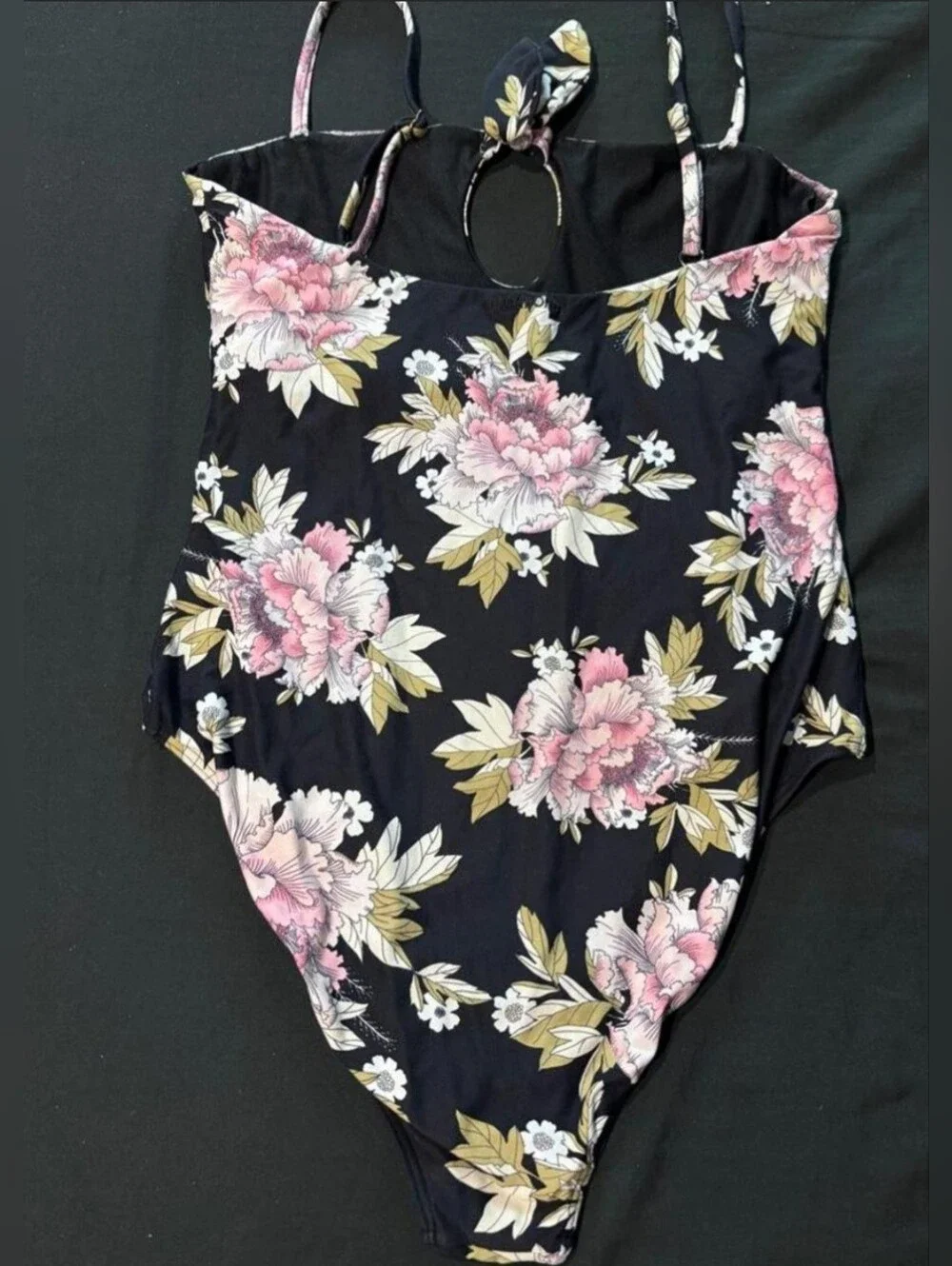 MSRP $89.95 Billabong Mellow Luv One Piece Floral Tropical Black Swimsuit Medium